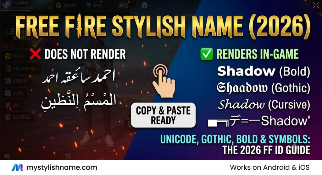 Free Fire Stylish Name: FF ID Style Guide (2026) 4 Free Fire Stylish Name: FF ID Style Guide (2026)