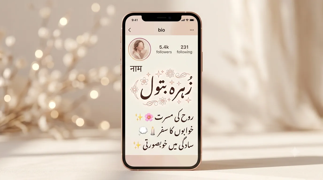 Urdu Stylish Names for Girls 2026 — WhatsApp & Instagram Bio Guide 1 Elegant Urdu stylish name in Nastaliq calligraphy for girls WhatsApp and Instagram bio