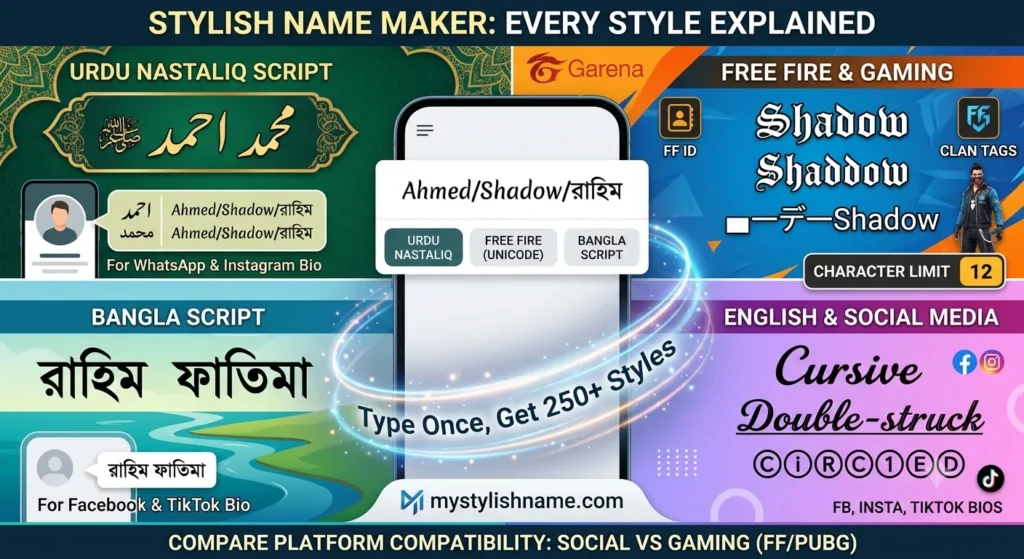Stylish Name Maker: Every Style Explained (Urdu, Bangla, Free Fire) 3 Stylish Name Maker: Every Style Explained (Urdu, Bangla, Free Fire)